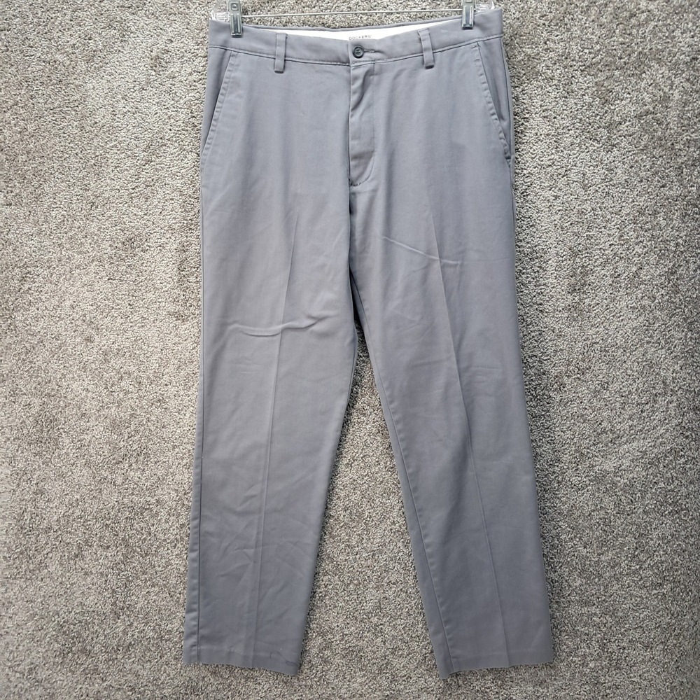 Dockers Mens Straight Fit Chino Pants Gray Stretch Cotton Trousers W36 L33